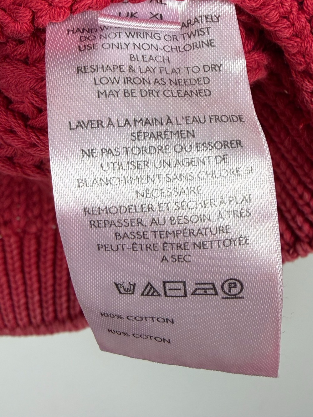 Free People Frankie Cotton Cable Knit Crewneck Sweater in Sour Cherry XL - Picture 7 of 7